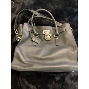 Michael Kors Hamilton Green Olive Leather Satchel Tote Shoulder Bag